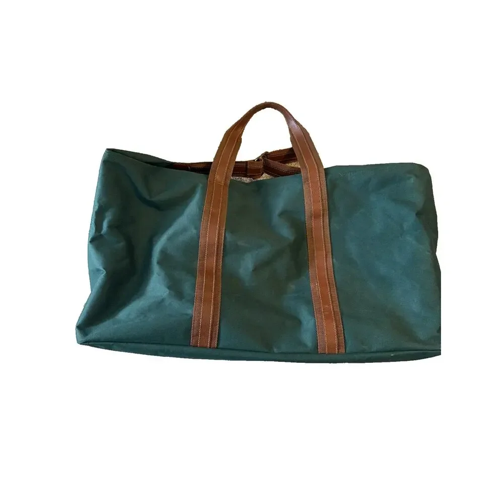 Vtg Polo Ralph Lauren Green Brown Canvas Duffle Weekender Golf Bag Travel Large